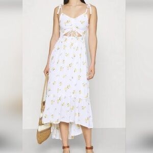 White Floral Tie-Front Mini Dress